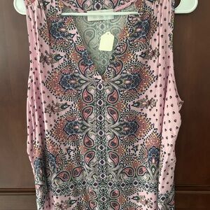 Pink Paisley Sleeveless Top
